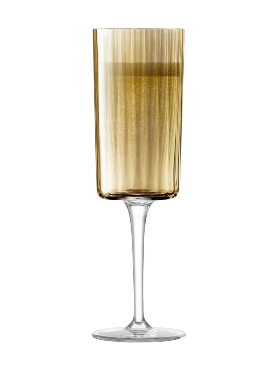Glas|LSA International Gems diverse set van 210ml champagneglazen Barnsteenoranje