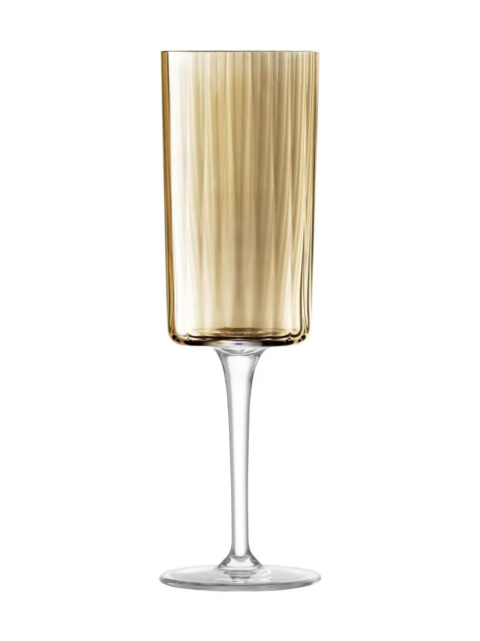 Glas|LSA International Gems diverse set van 210ml champagneglazen Barnsteenoranje