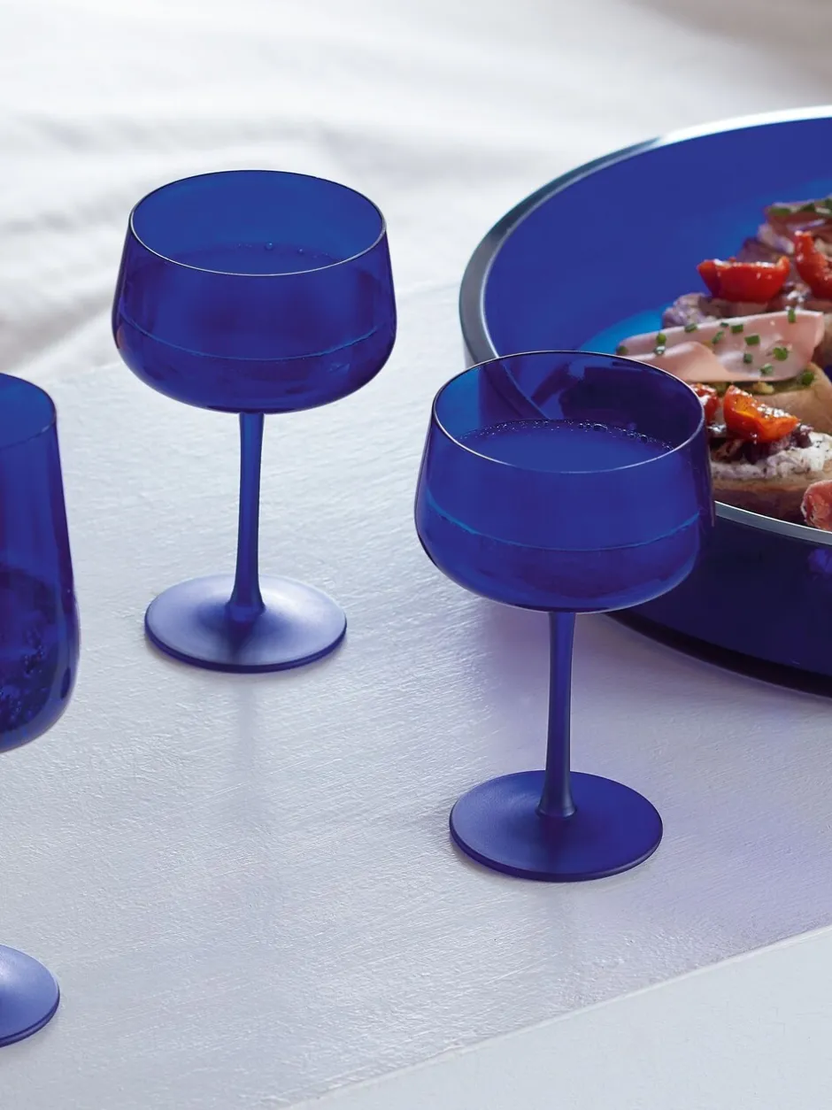 Glas|LSA International Set of 2 Arc Contrast Saucer/Cocktail Glasses 250ml Kobaltblauw