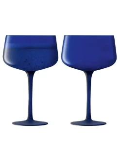 Glas|LSA International Set of 2 Arc Contrast Saucer/Cocktail Glasses 250ml Kobaltblauw