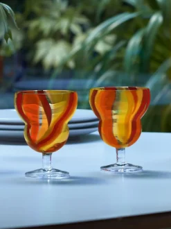 Glas|LSA International Set of 2 Folk Water Wine Glasses 230ml Oranje