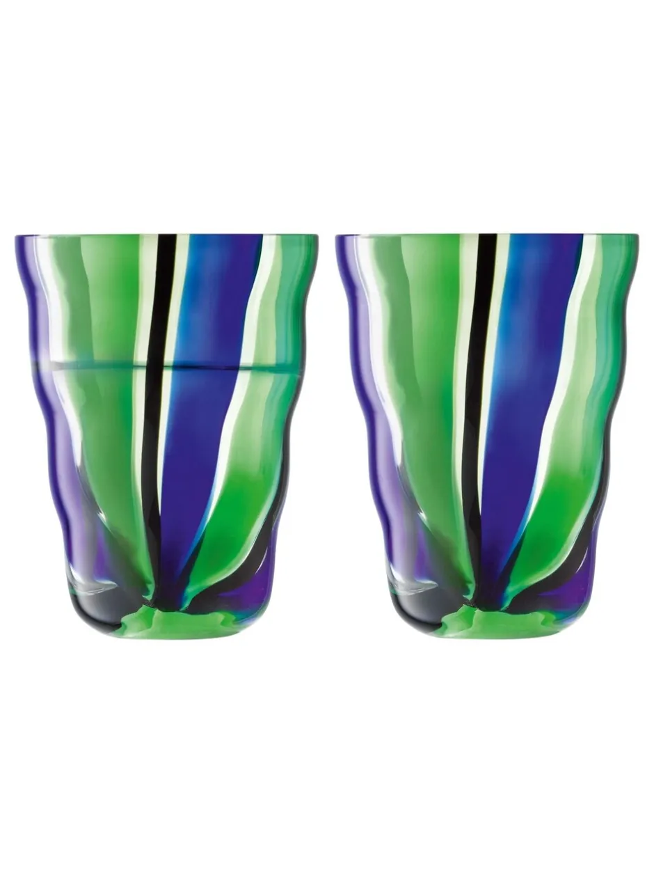 Glas|LSA International Set of 2 Folk Tumblers 280ml Blauw