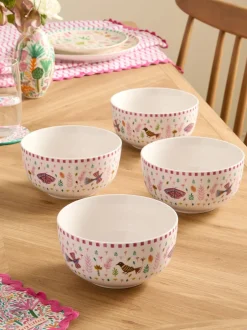 Eetservies En Pastaschalen*Lucy Tiffney Set of 4 Leaves Cereal Bowls