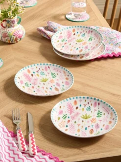 Eetservies En Pastaschalen*Lucy Tiffney Set of 4 Leaves Side Plates