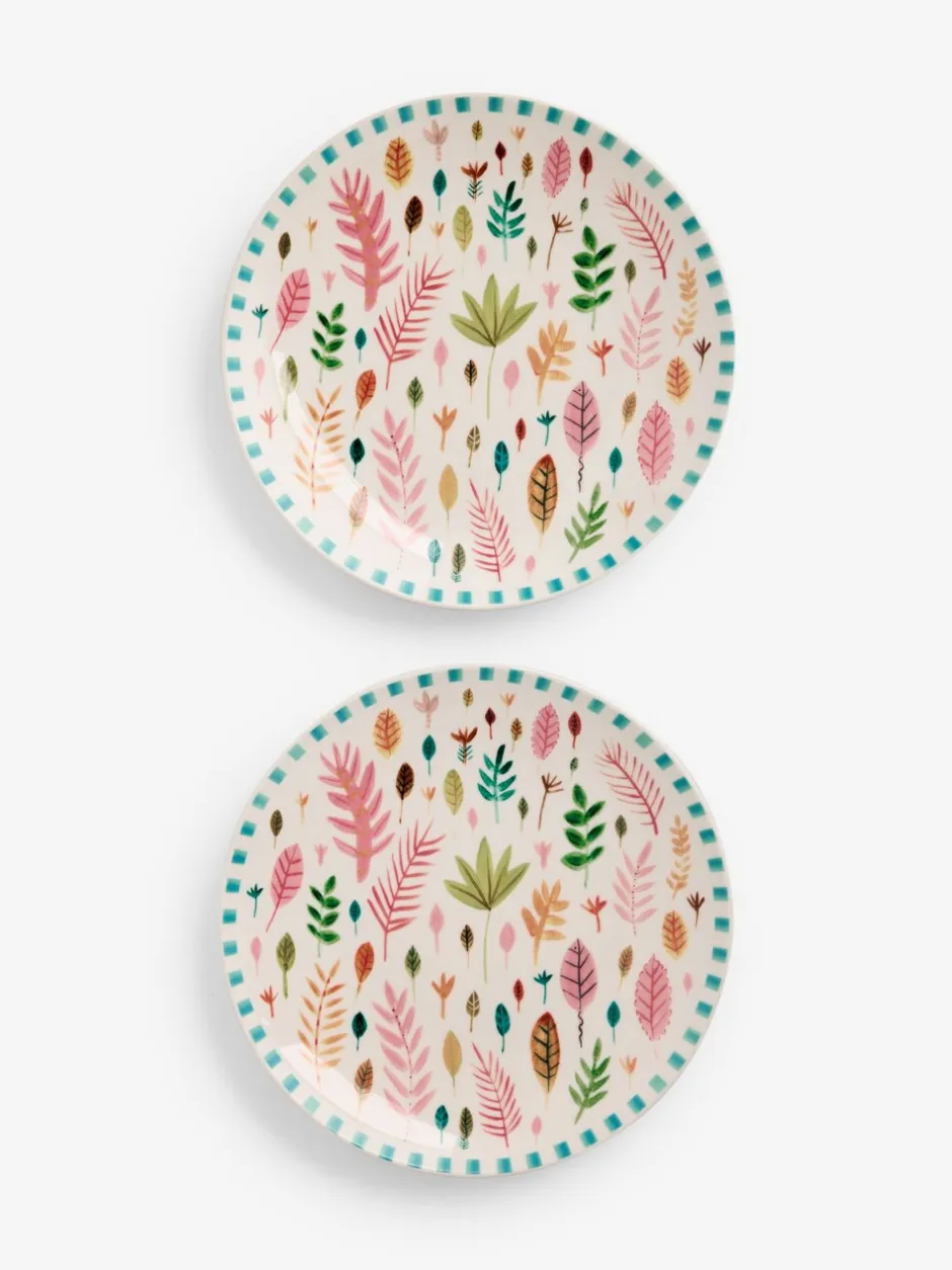 Eetservies En Pastaschalen*Lucy Tiffney Set of 4 Leaves Side Plates