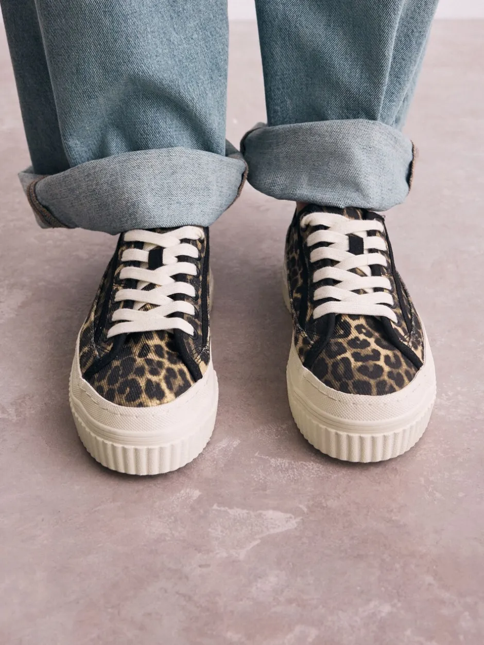 Sneakers*Next Luipaard - Canvas Chunky Baseballsneakers met Vetersluiting
