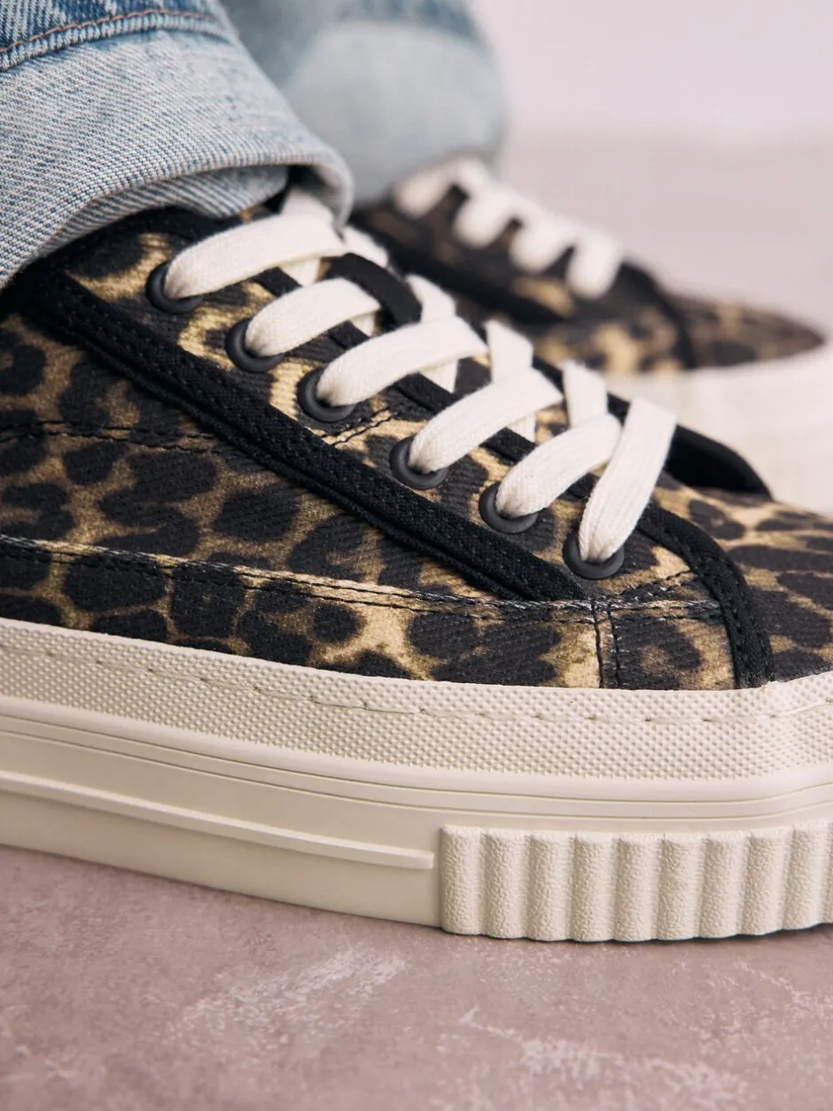 Sneakers*Next Luipaard - Canvas Chunky Baseballsneakers met Vetersluiting
