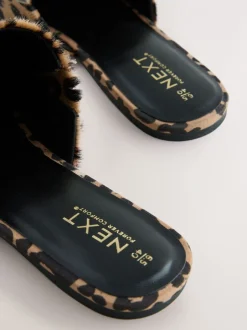 Lage Schoenen|Next - Forever Comfort® muiltjes met hoge uitsnijding en vierkante neus Luipaard