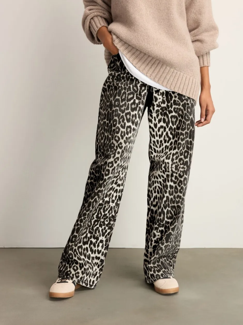 Jeans*Next Luipaard - Katoenen jeans met print en wijde pijpen