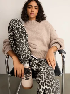 Jeans*Next Luipaard - Katoenen jeans met print en wijde pijpen