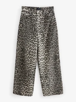 Jeans*Next Luipaard - Katoenen jeans met print en wijde pijpen