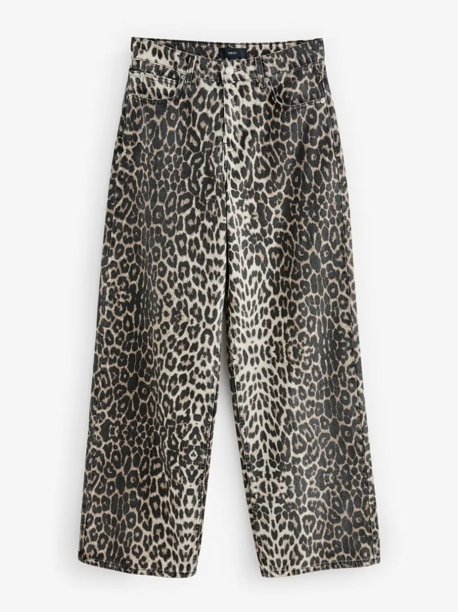 Jeans*Next Luipaard - Katoenen jeans met print en wijde pijpen