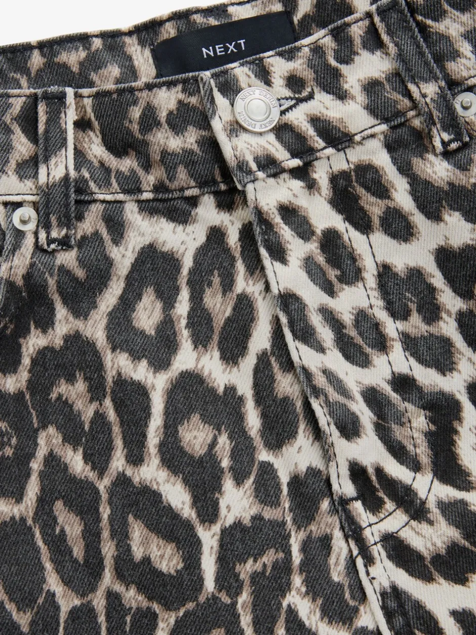 Jeans*Next Luipaard - Katoenen jeans met print en wijde pijpen
