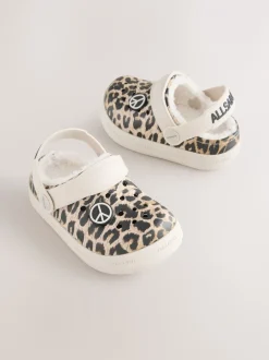 Pantoffels|Pantoffels*smALLSAINTS - Print Borg Lined Clog Slippers Luipaard