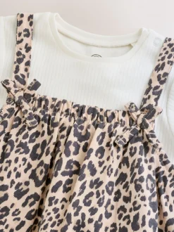 Sets En Combisets|Rompertjes En Tuinbroeken*Next - Babyjersey bretelbroeken en Bodysuits Set van 2 stuks (0maanden -3jaar) Luipaardprint