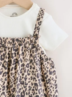 Sets En Combisets|Rompertjes En Tuinbroeken*Next - Babyjersey bretelbroeken en Bodysuits Set van 2 stuks (0maanden -3jaar) Luipaardprint