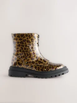 Boots*Next - Enkellaarzen met rits aan de voorkant Luipaardprint