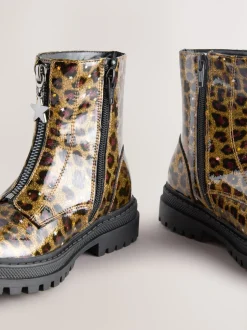 Boots*Next - Enkellaarzen met rits aan de voorkant Luipaardprint