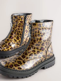 Boots*Next - Enkellaarzen met rits aan de voorkant Luipaardprint