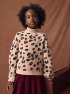 Gebreide Kleding*Next - Fluffy trui (3 - 16 jr) Luipaardprint