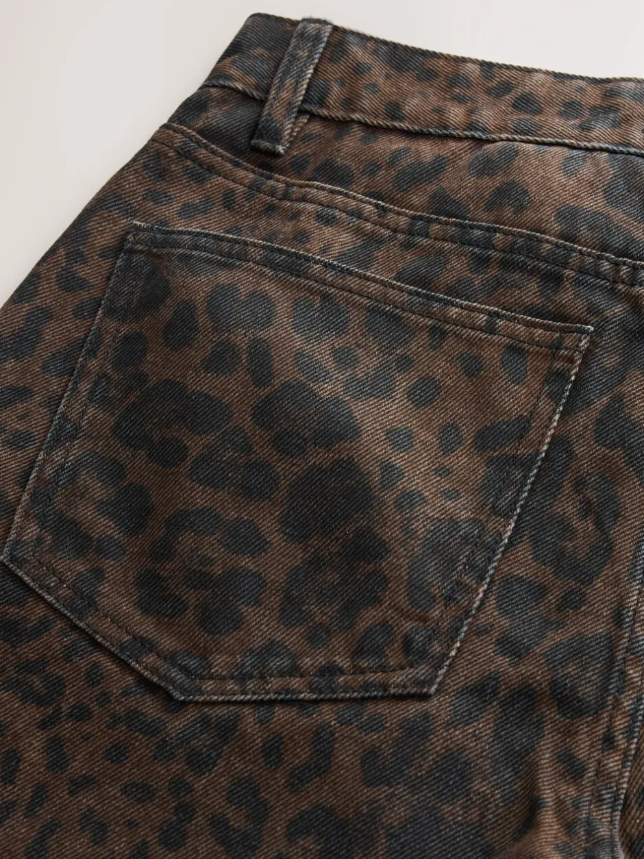 Jeans*Next Luipaardprint - Jeans met wijde pijpen