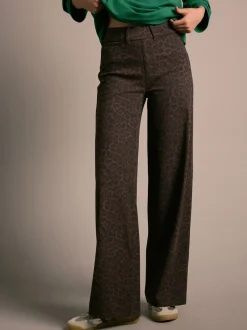 Jeans*Next Luipaardprint - Jersey denim broek met wijde pijpen
