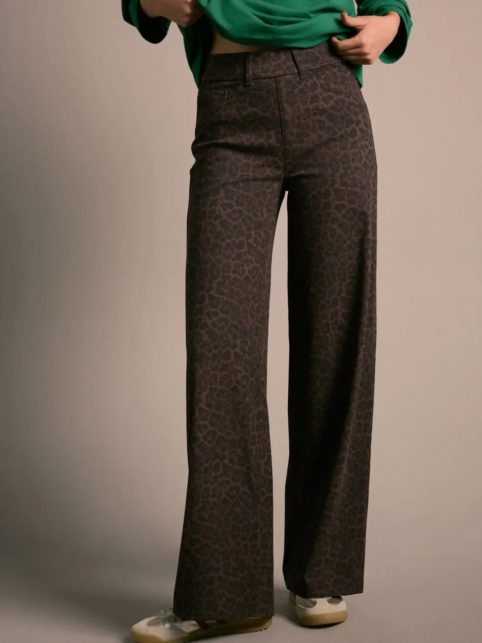 Jeans*Next Luipaardprint - Jersey denim broek met wijde pijpen