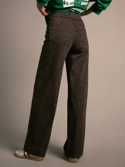 Jeans*Next Luipaardprint - Jersey denim broek met wijde pijpen