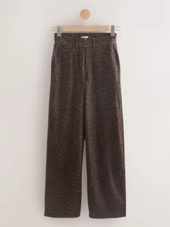 Jeans*Next Luipaardprint - Jersey denim broek met wijde pijpen