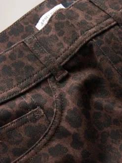 Jeans*Next Luipaardprint - Jersey denim broek met wijde pijpen