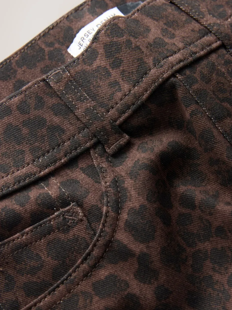 Jeans*Next Luipaardprint - Jersey denim broek met wijde pijpen