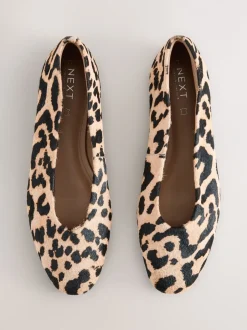 Lage Schoenen*Next Luipaardprint - Leren ballerina met ronde neus