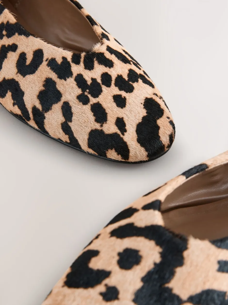 Lage Schoenen*Next Luipaardprint - Leren ballerina met ronde neus