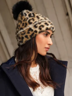 Mutsen, Handschoenen En Sjaals|Love & Roses Luipaardprint - Cosy Pom Hat