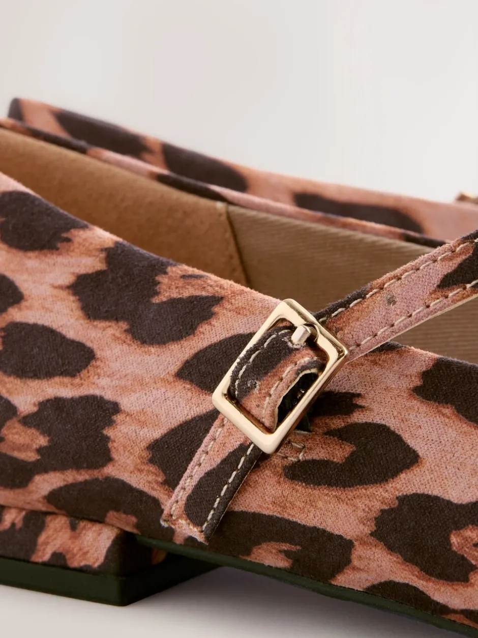 Lage Schoenen|Next - Mary Jane-schoenen met ronde neus Luipaardprint