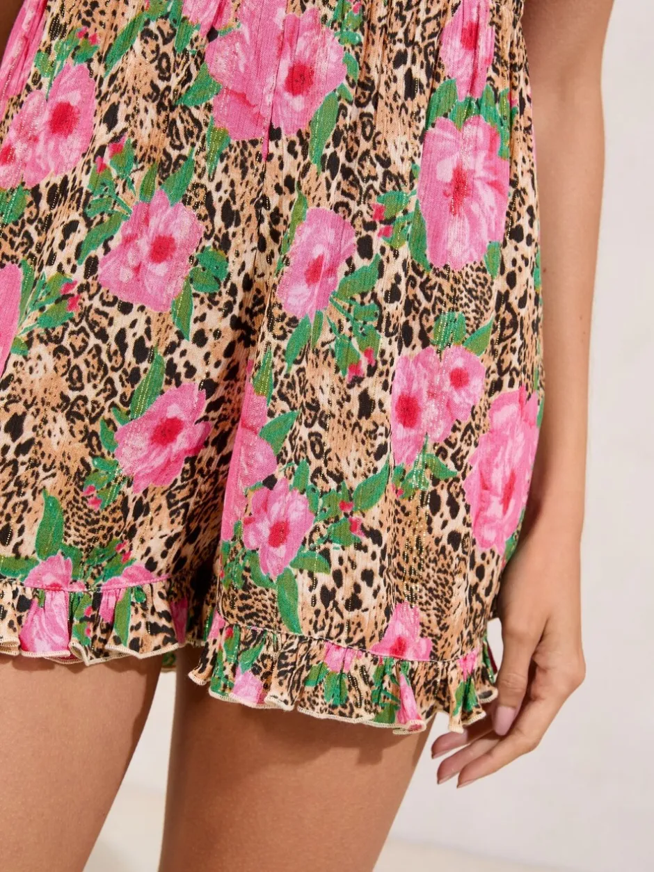Jumpsuits En Playsuits*Lipsy - playsuit met print en cover-up Luipaardprint Bloemen