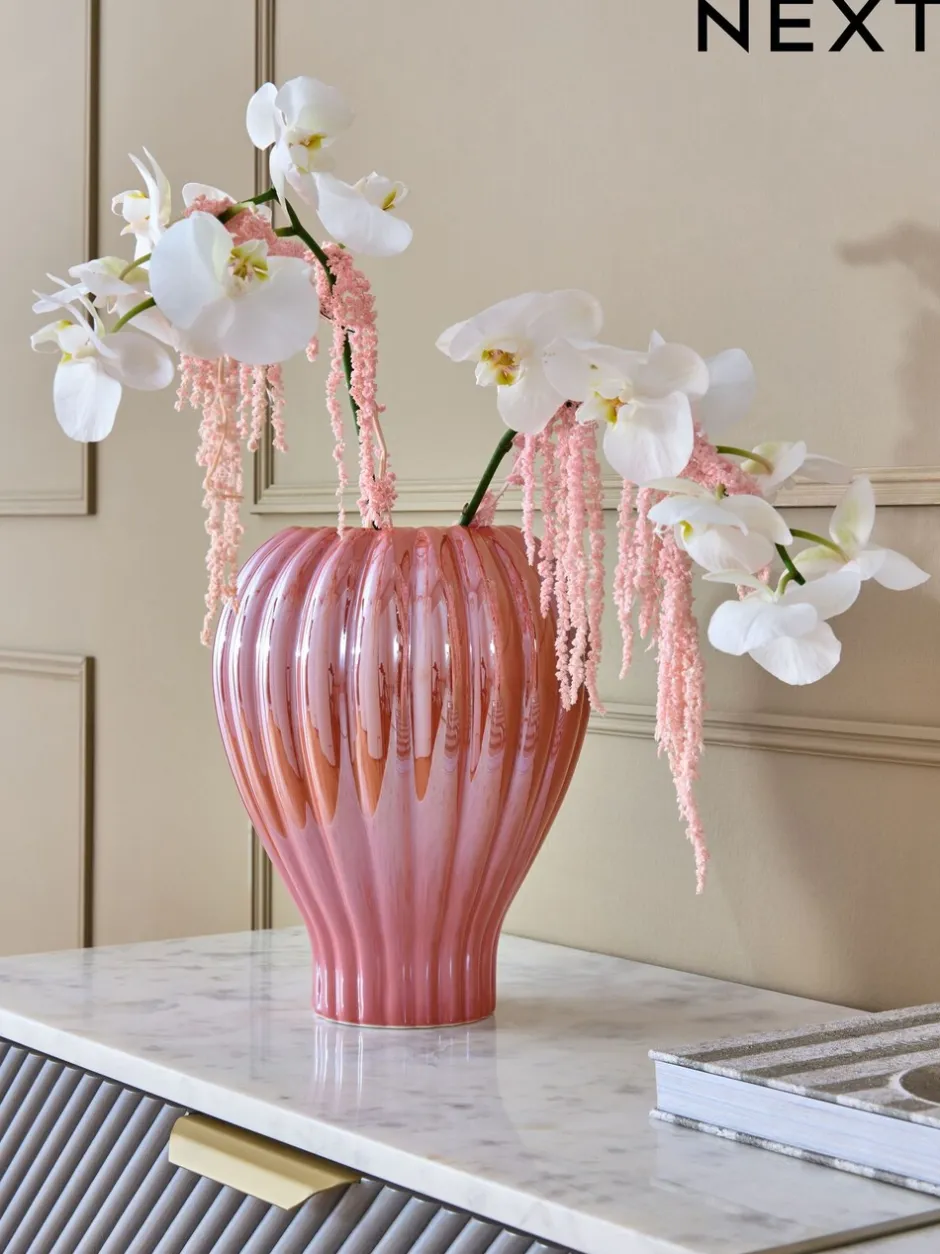 Vazen|Next Lustre Ribbed Vase
