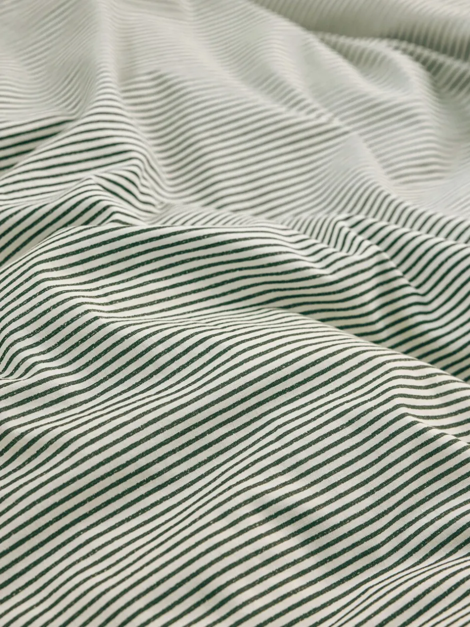 Beddengoedsets En Dekbedovertrekken|MADE.COM Ansel Stripe 100% Cotton Duvet Cover and Pillowcase Set Groen