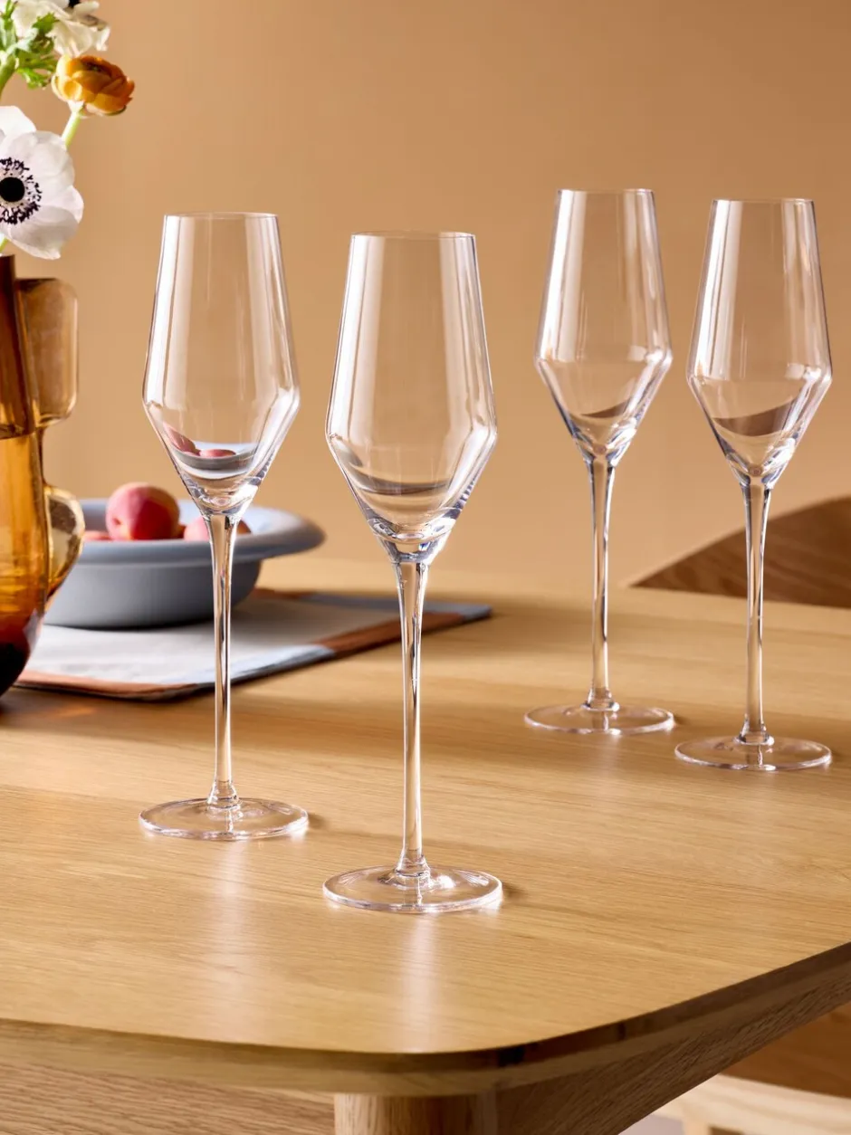 Glas|Tafelgerei|MADE.COM Set van 4 Velma Kristallen Champagneflutes