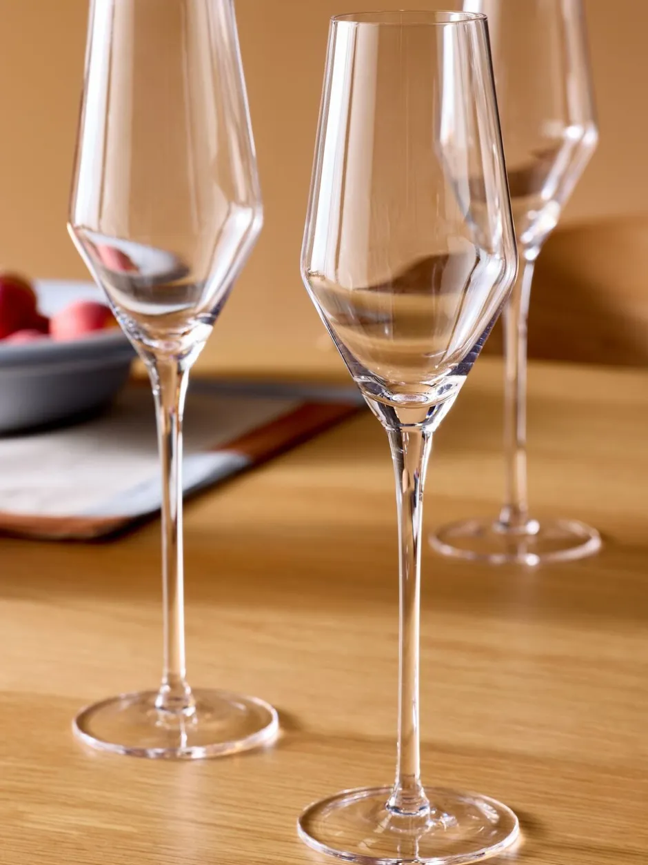 Glas|Tafelgerei|MADE.COM Set van 4 Velma Kristallen Champagneflutes
