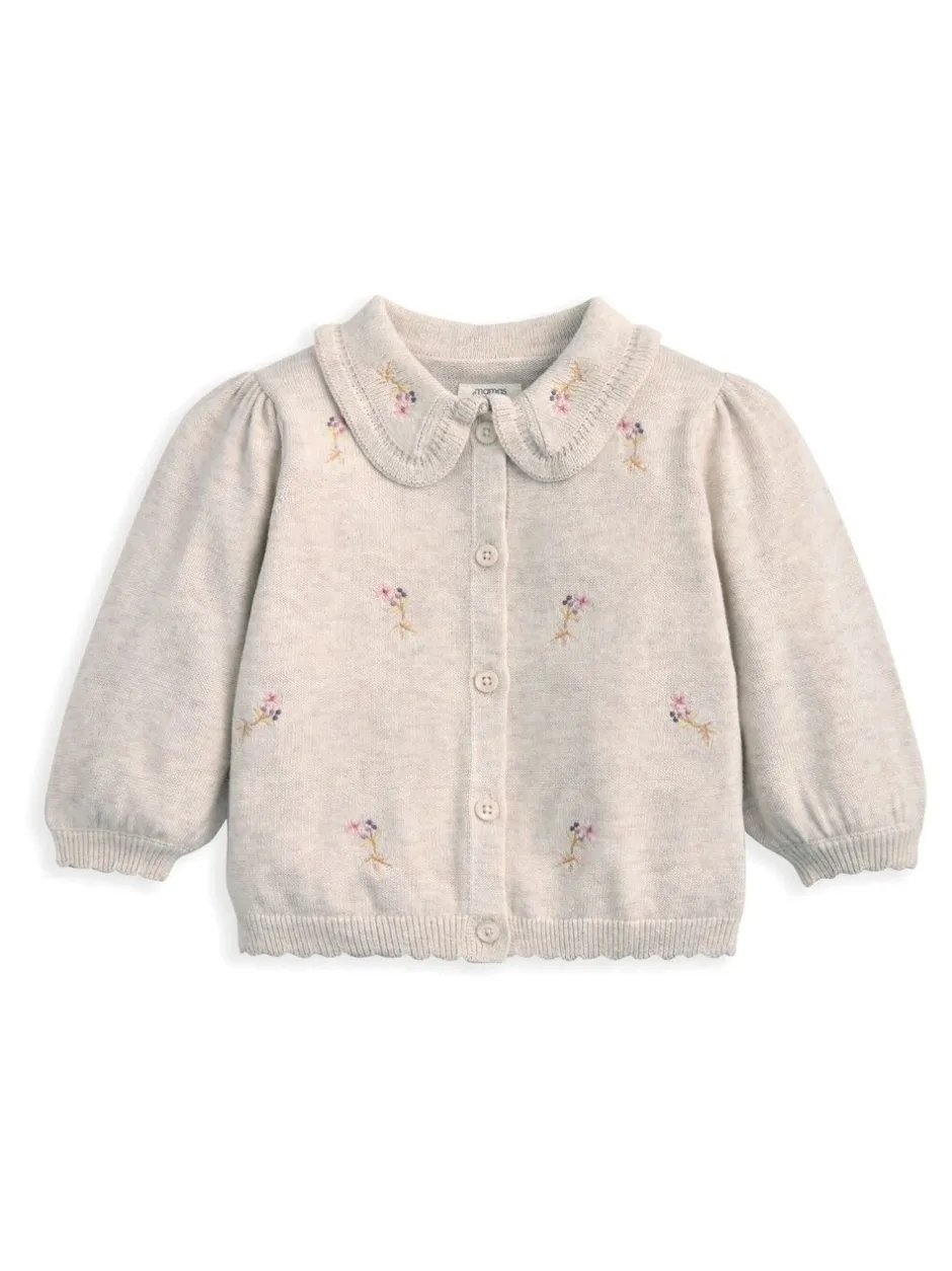 Gebreide Kleding*Mamas & Papas Embroidered Knit Cardigan & Leggings Set with Scallop Detail