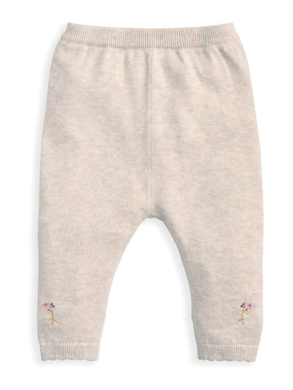Gebreide Kleding*Mamas & Papas Embroidered Knit Cardigan & Leggings Set with Scallop Detail
