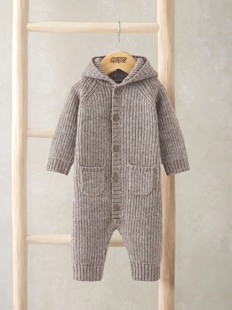 Rompertjes En Tuinbroeken*Mamas & Papas Ribbed Knitted Romper with 3D Bear Ears