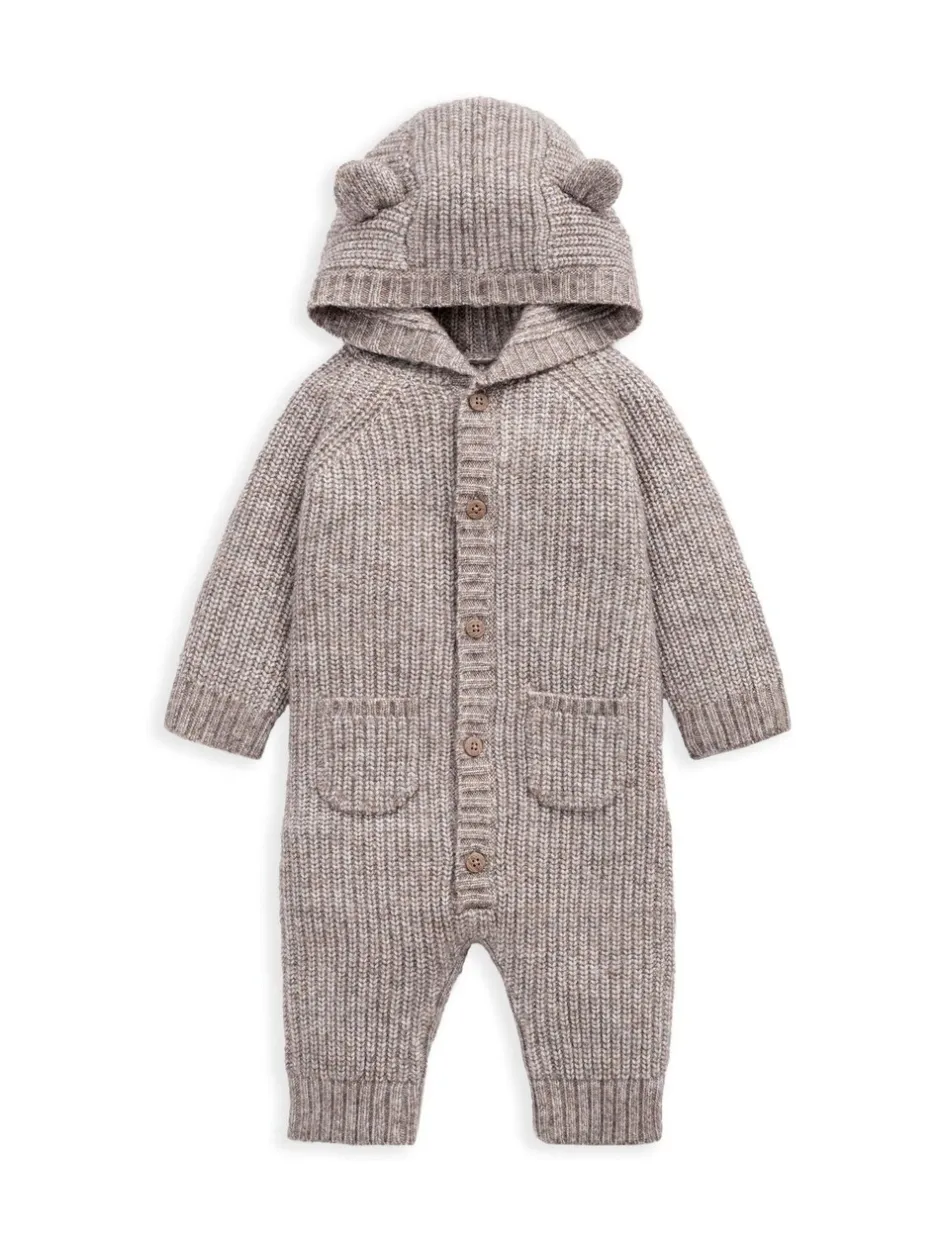 Rompertjes En Tuinbroeken*Mamas & Papas Ribbed Knitted Romper with 3D Bear Ears
