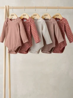 Rompertjes En Hemdjes*Mamas & Papas Woodblock Long Sleeve Bodysuits Pack of 5