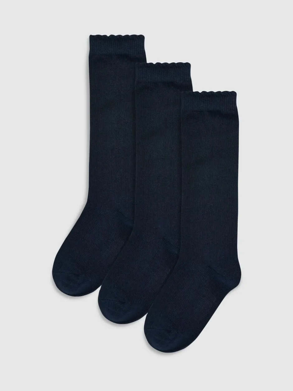 Sokken En Panty's|Sokken En Panty's*Next - 3 Paar kniehoge schoolsokken met hoog katoengehalte Marineblauw