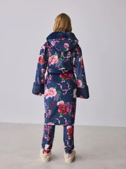 Kamerjassen*Baker by Ted Baker - All Over Floral Print Robe Marineblauw