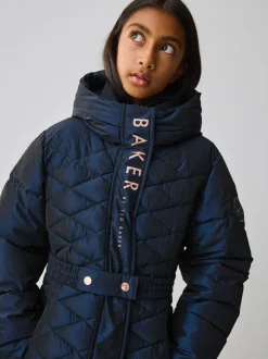 Schoolkleding|Jassen En Jacks|Baker by Ted Baker - - Regenbestendige halfzware gevoerde jas met ceintuur Marineblauw