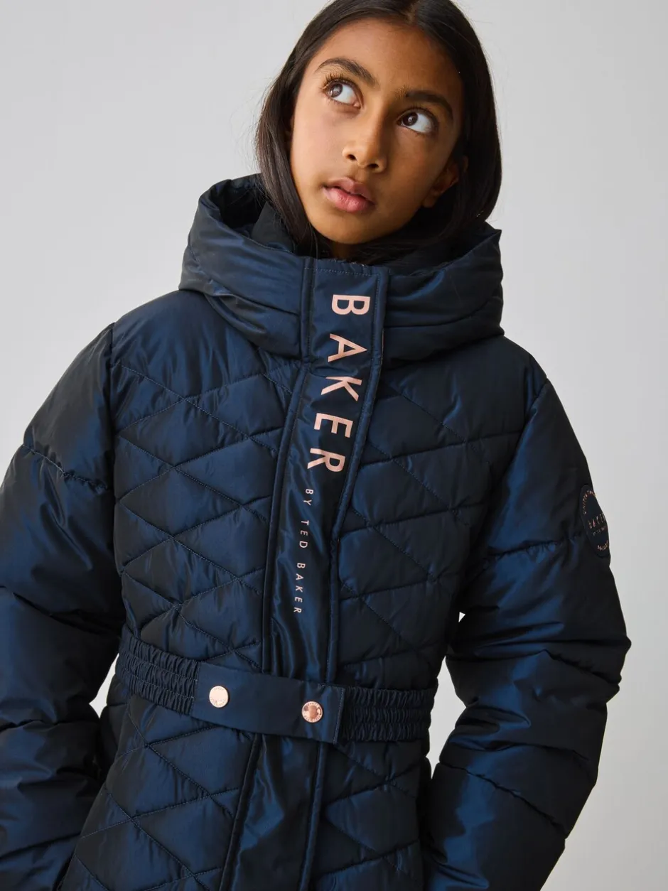Schoolkleding|Jassen En Jacks|Baker by Ted Baker - - Regenbestendige halfzware gevoerde jas met ceintuur Marineblauw