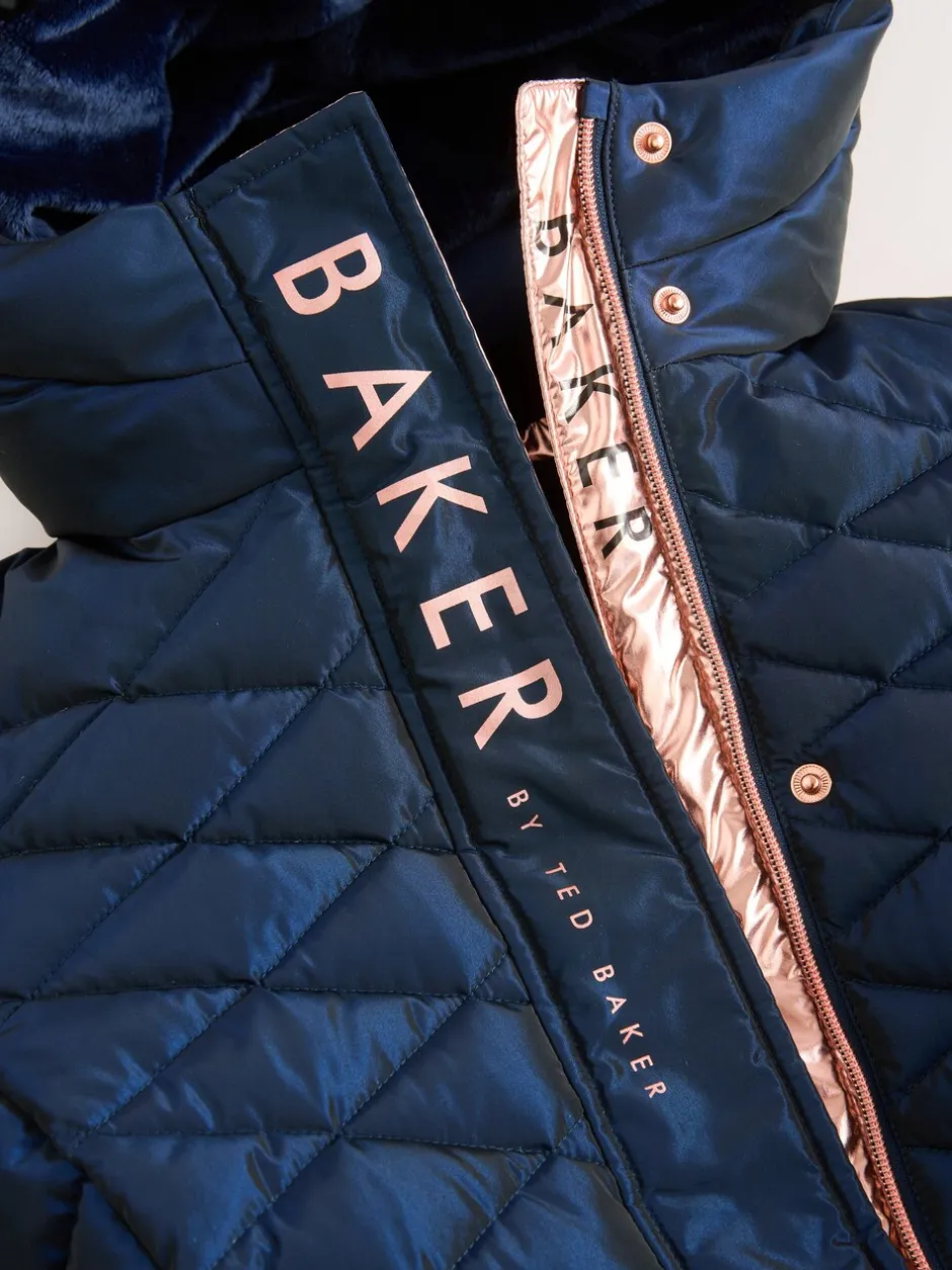 Schoolkleding|Jassen En Jacks|Baker by Ted Baker - - Regenbestendige halfzware gevoerde jas met ceintuur Marineblauw